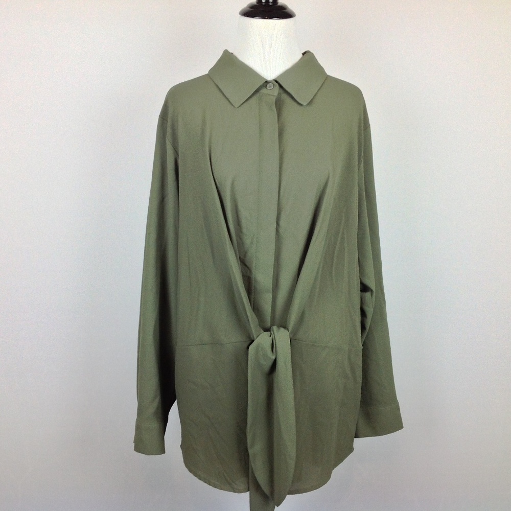 Inc Top Womens 3X Army Green Stretch